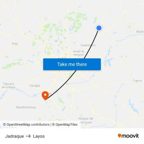 Jadraque to Layos map