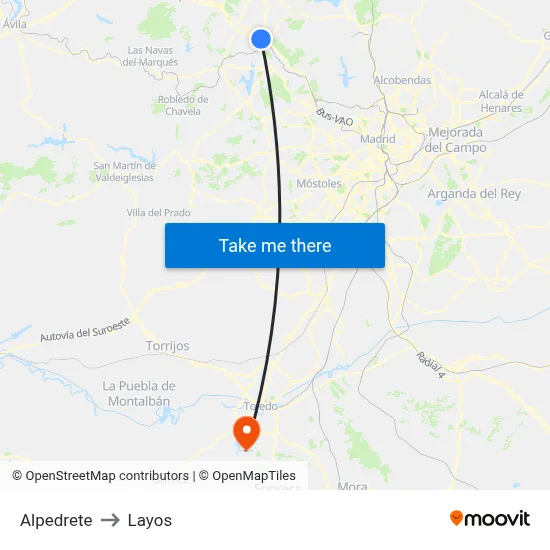 Alpedrete to Layos map