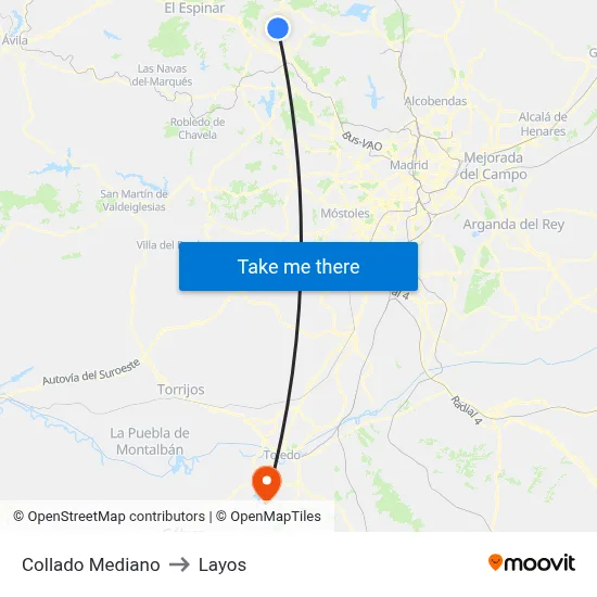 Collado Mediano to Layos map