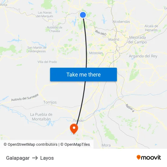 Galapagar to Layos map