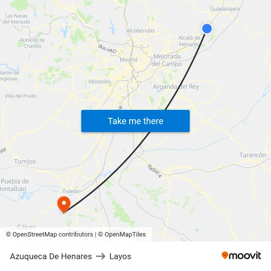 Azuqueca De Henares to Layos map
