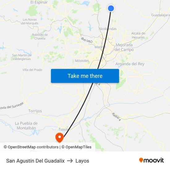 San Agustín Del Guadalix to Layos map