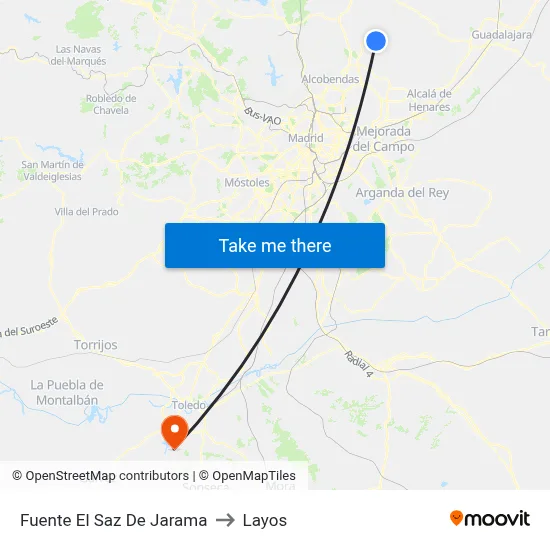 Fuente El Saz De Jarama to Layos map
