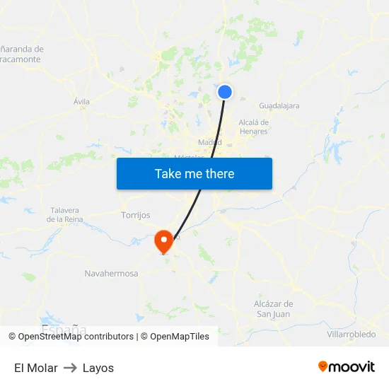 El Molar to Layos map