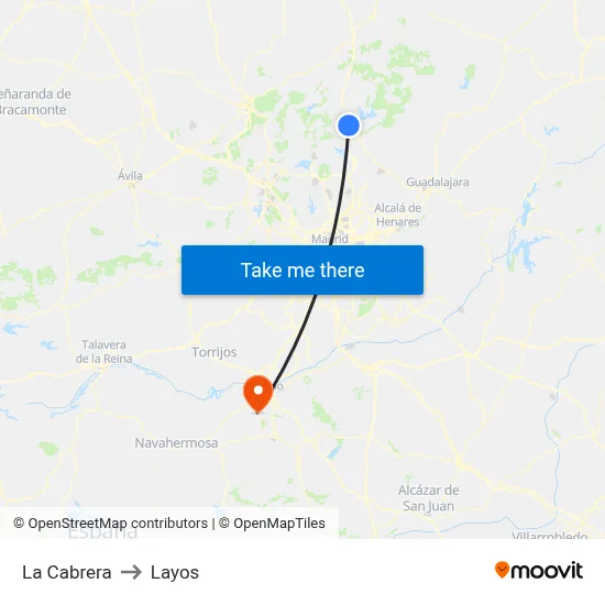 La Cabrera to Layos map