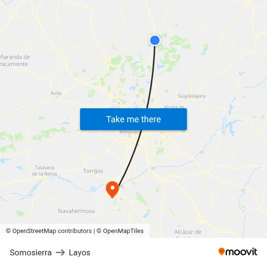 Somosierra to Layos map