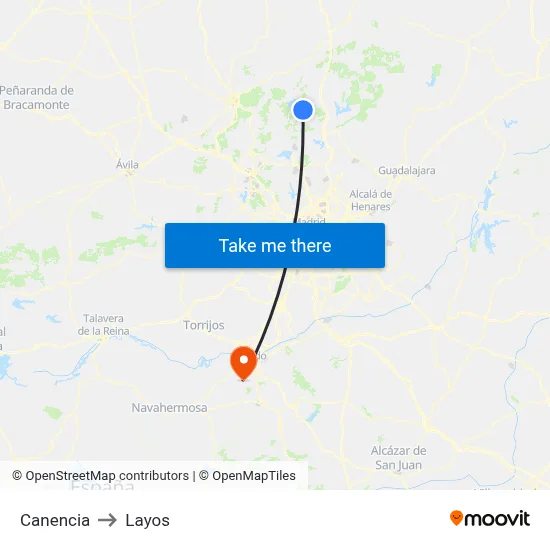 Canencia to Layos map