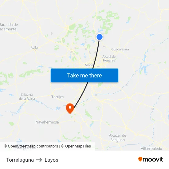 Torrelaguna to Layos map