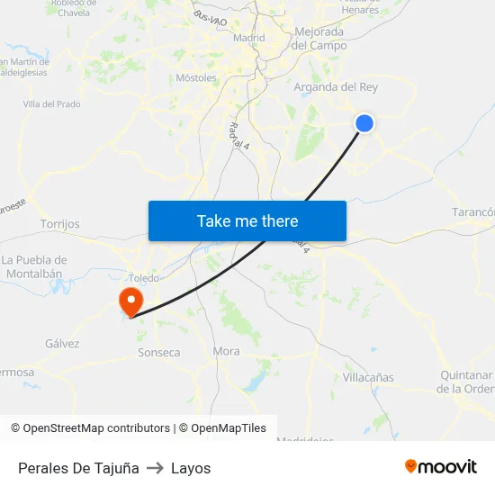 Perales De Tajuña to Layos map