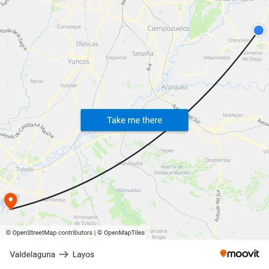 Valdelaguna to Layos map