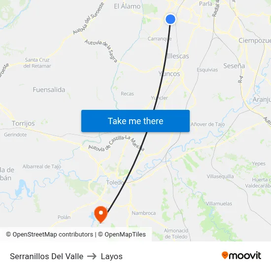Serranillos Del Valle to Layos map