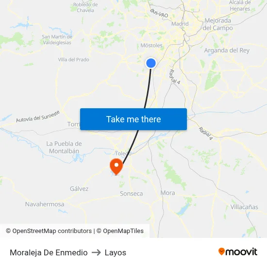 Moraleja De Enmedio to Layos map
