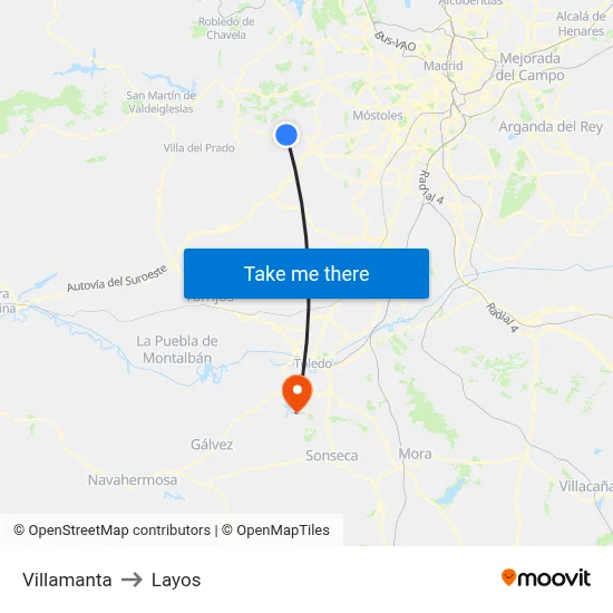 Villamanta to Layos map