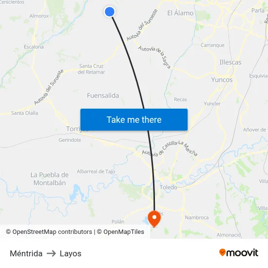 Méntrida to Layos map