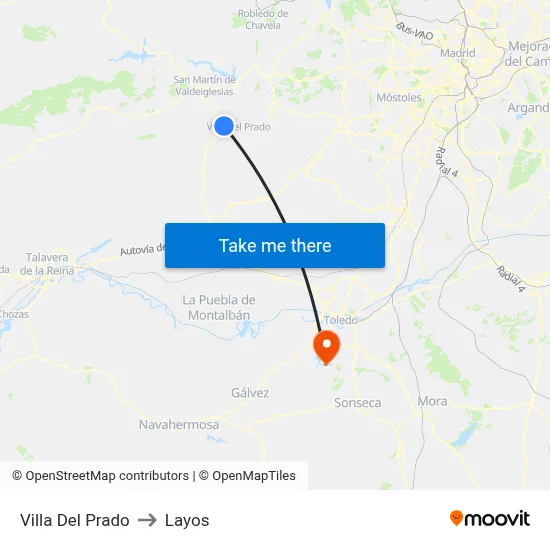 Villa Del Prado to Layos map
