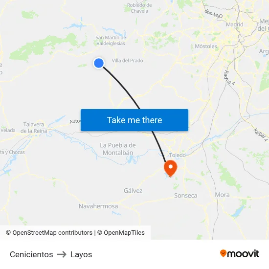 Cenicientos to Layos map