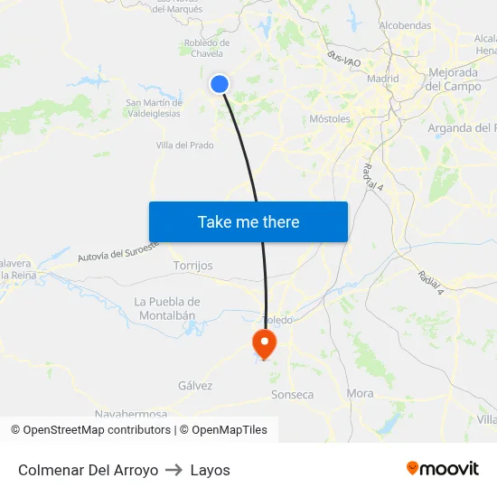 Colmenar Del Arroyo to Layos map
