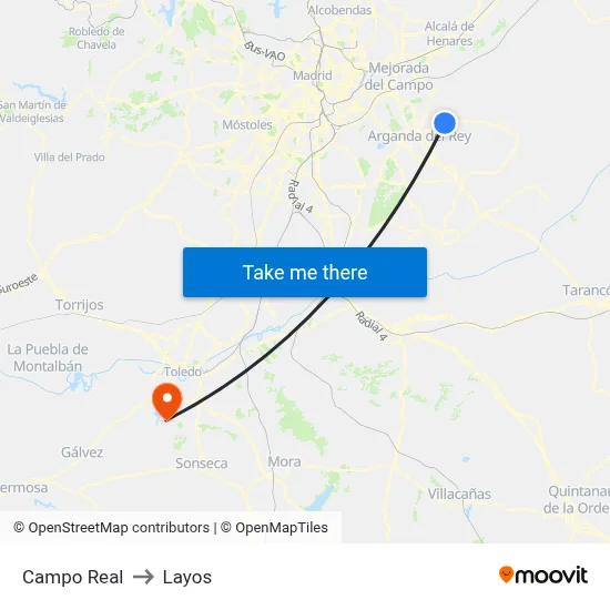 Campo Real to Layos map