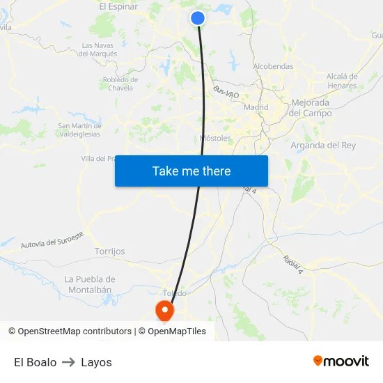 El Boalo to Layos map