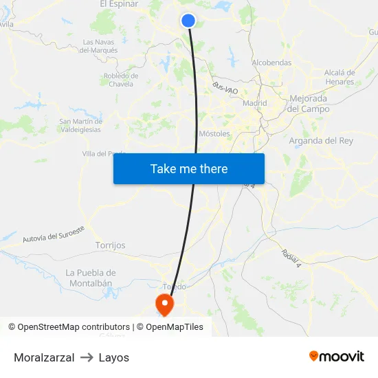 Moralzarzal to Layos map