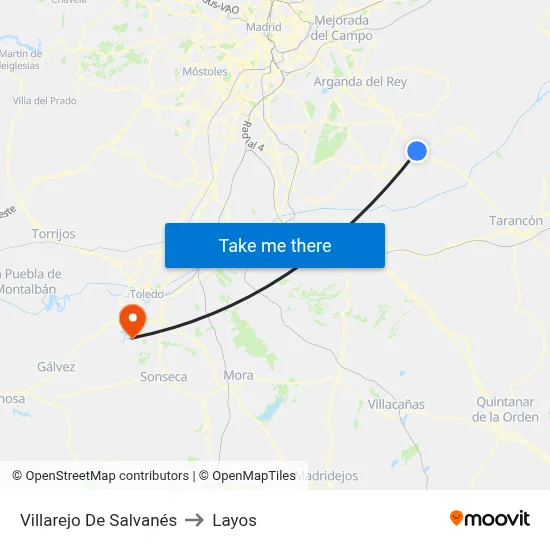 Villarejo De Salvanés to Layos map