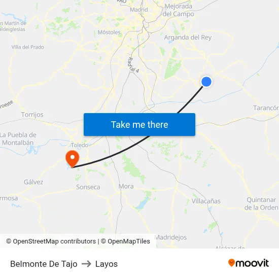 Belmonte De Tajo to Layos map