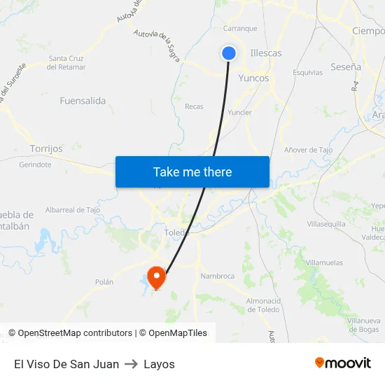 El Viso De San Juan to Layos map