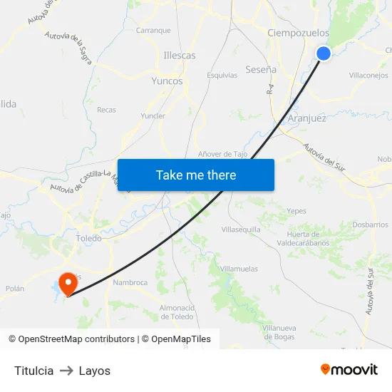 Titulcia to Layos map