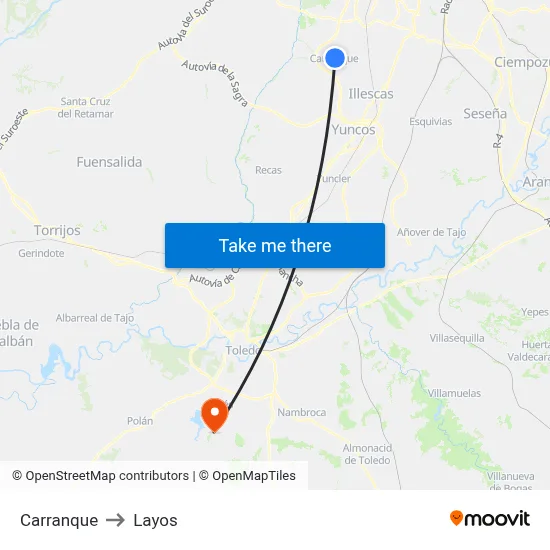Carranque to Layos map