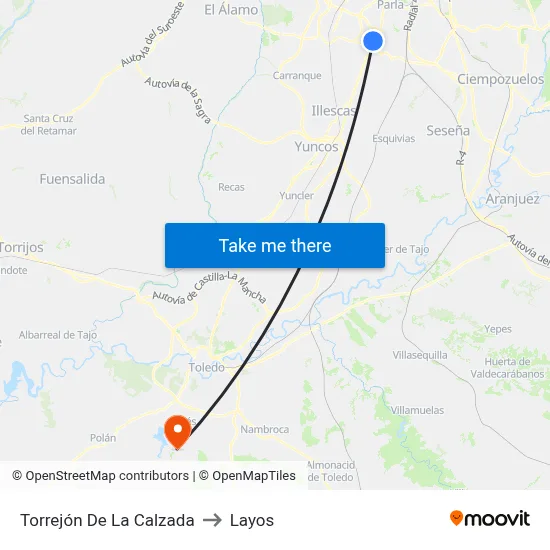 Torrejón De La Calzada to Layos map