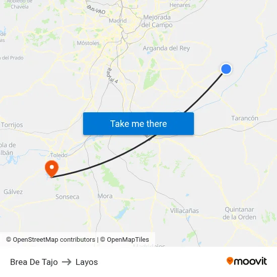 Brea De Tajo to Layos map