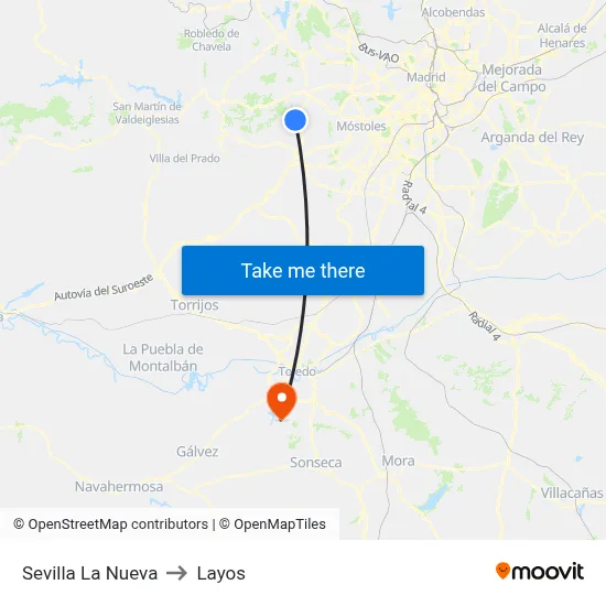 Sevilla La Nueva to Layos map