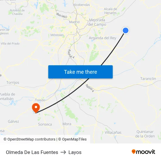 Olmeda De Las Fuentes to Layos map