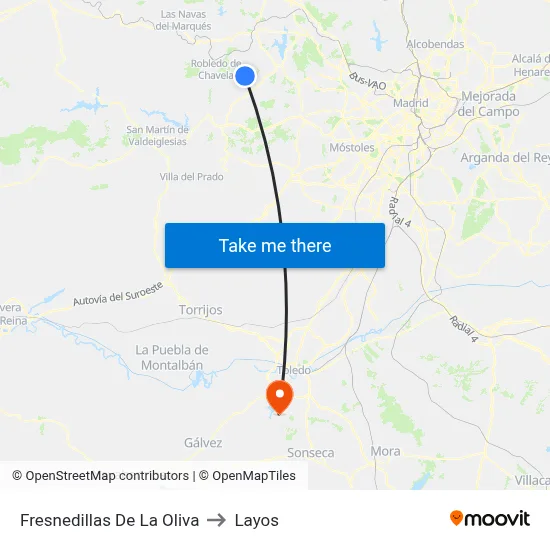 Fresnedillas De La Oliva to Layos map