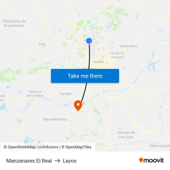 Manzanares El Real to Layos map