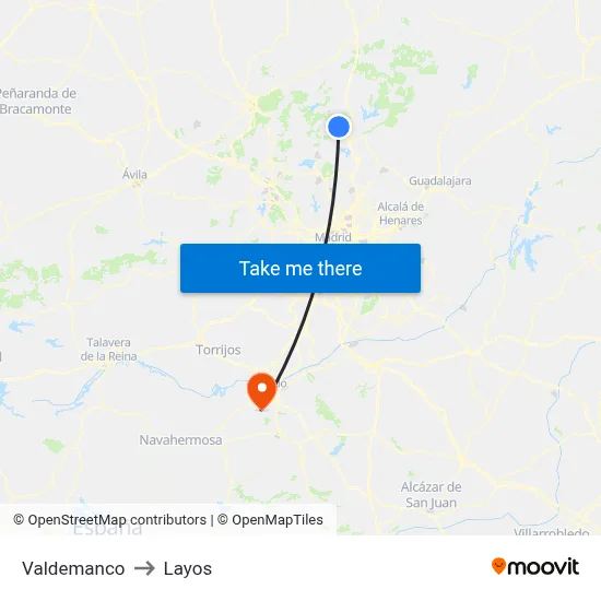 Valdemanco to Layos map