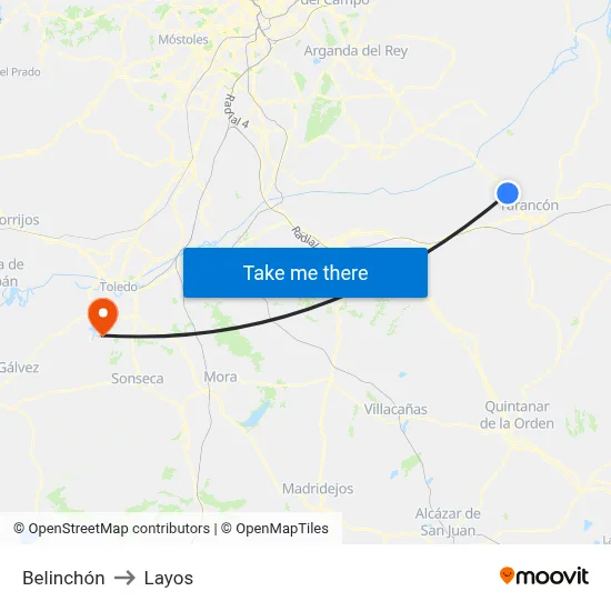 Belinchón to Layos map