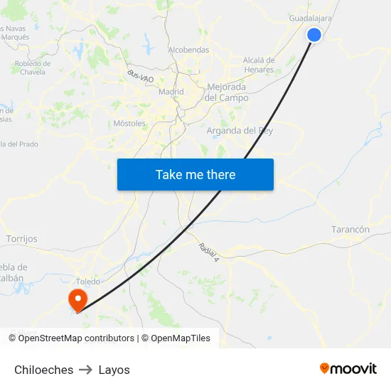 Chiloeches to Layos map
