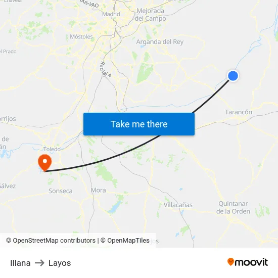 Illana to Layos map
