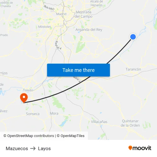 Mazuecos to Layos map