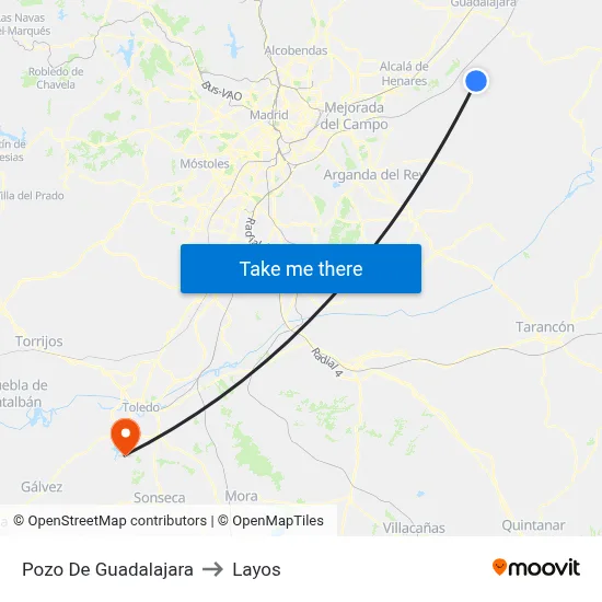 Pozo De Guadalajara to Layos map