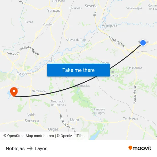 Noblejas to Layos map