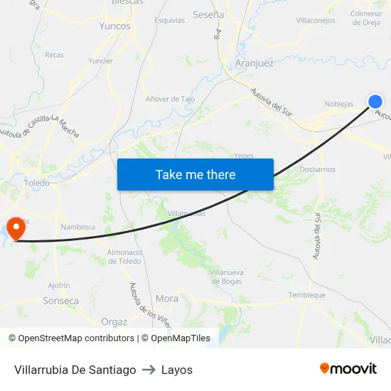 Villarrubia De Santiago to Layos map