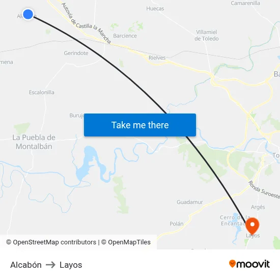 Alcabón to Layos map