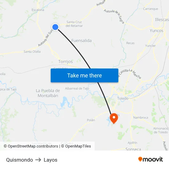 Quismondo to Layos map