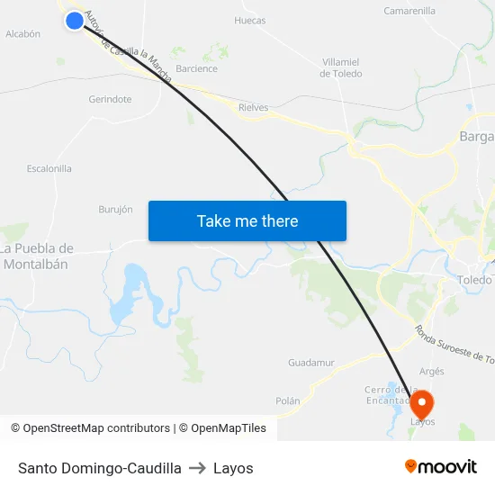 Santo Domingo-Caudilla to Layos map