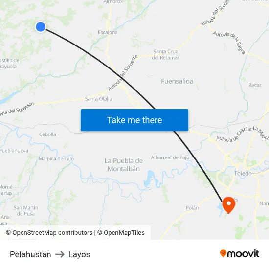 Pelahustán to Layos map