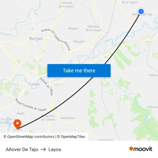 Añover De Tajo to Layos map