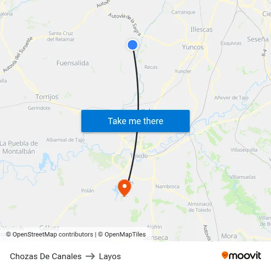 Chozas De Canales to Layos map
