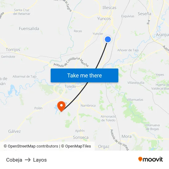Cobeja to Layos map